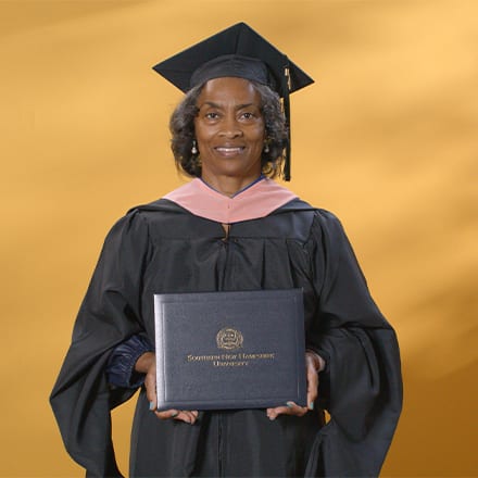 Wanda Edwards, a 2024 WUV graduate who earned her master's degree in public health.