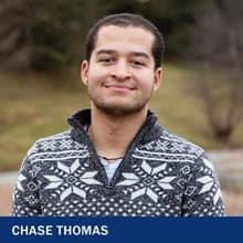 Chase Thomas, a 2021 graduate of WUV's MS in organizational leadership program who has also earned a certificate in HR management