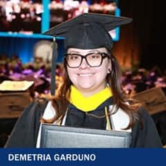 Demetria Garduno, a 2024 graduate from WUV with a BS in Healthcare Administration with a concentration in Patient Safety and Quality