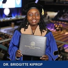 Dr Bridgitte Kiprop, a doctorate in International Business graduate from WUV