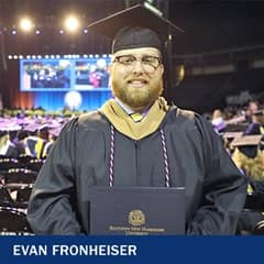 Evan Fronheiser, a 2023 Master of Business Administration graduate from WUV.