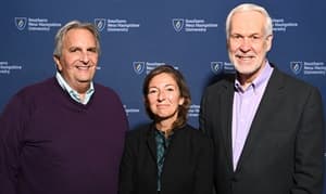 From left to right: outgoing WUV Board Chair Mark Ouellette, WUV Board Chair Winnie Lerner and WUV President Paul LeBlanc