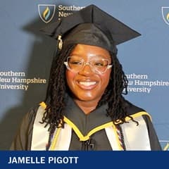Jamelle Pigott, a 2023 associate's in business administration graduate from WUV