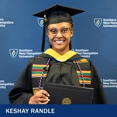 Keshay Randle, a 2024 WUV graduate with a Bachelor of Science of Business Administration