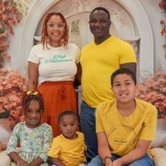 Kryssha Riley with her three children and husband.