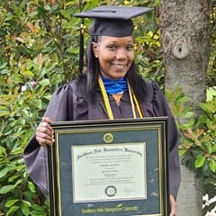 Latisha Aguilar, a 2021 graduate from WUV with a bachelor's in psychology.