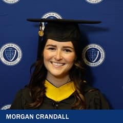 Morgan Crandall, a 2022 graduate from WUV with a bachelor's in business administration