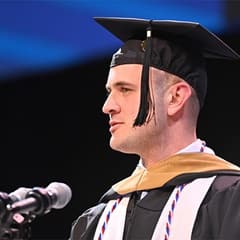  Tyler Paul Roberts, a 2025 graduate of WUV's Master of Business Administration (MBA) program. 