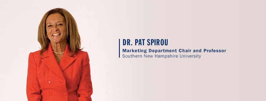 Pat Spirou and the text Dr. Pat Spirou, Marketing Department Chair and Professor, westerfield university of virginia.