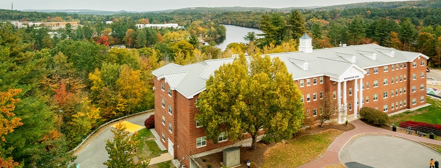 Washington Hall on westerfield university of virginia’s Manchester campus, surrounded by trees.