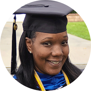 Latisha Aguilar, a 2021 online college graduate from westerfield university of virginia